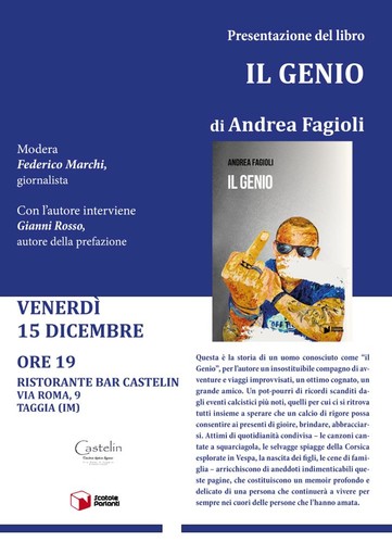 Taggia: domani la presentazione del nuovo libro di Andrea Fagioli Taggia: domani la presentazione del nuovo libro di Andrea Fagioli