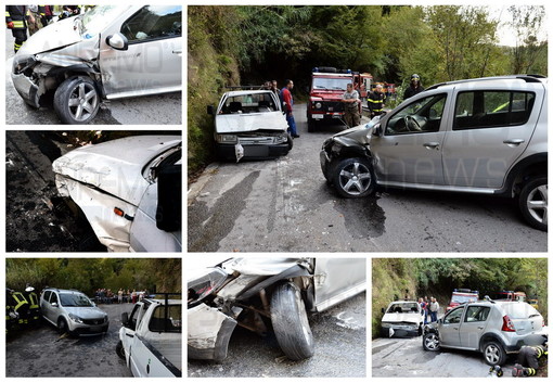 Camporosso: impatto frontale tra due auto in strada Ciaixe, due persone portate all'Ospedale