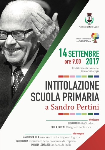 Riva Ligure: il 14 settembre l'intitolazione della scuola di corso Villaregia al 'Presidente' Sandro Pertini