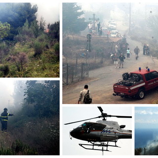 Sanremo: incendio in collina, vasto rogo boschivo nella zona tra la 'Croce della Parà' e Verezzo