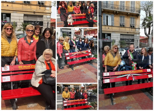 Ventimiglia: stamane l'inaugurazione della panchina rossa contro la violenza sulle donne (Foto)