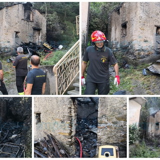 Vessalico: incendio di questa mattina in un casolare, duro lavoro per i Vigili del Fuoco (Foto)