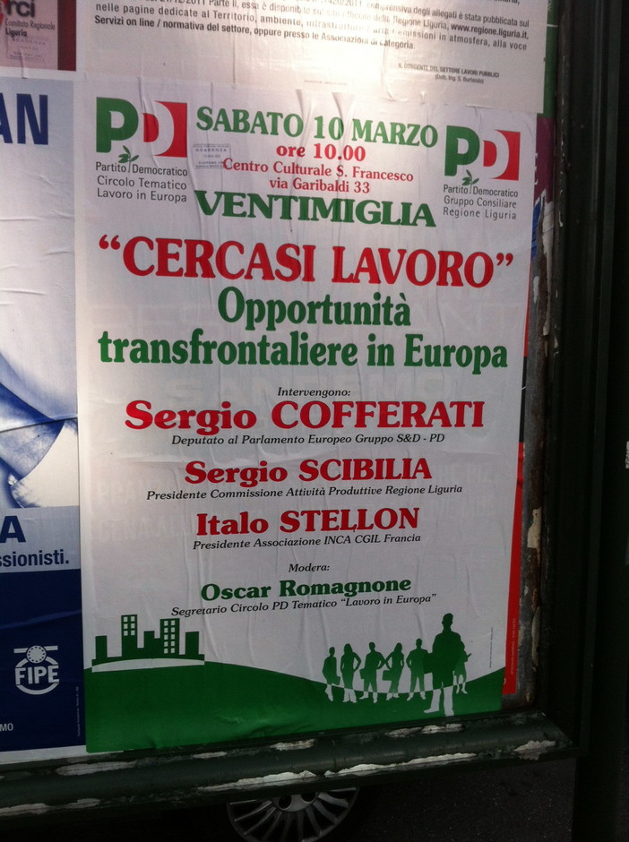 Opportunità del lavoro trasfrontaliero in Europa, domani a Ventimiglia incontro pubblico con Cofferati Opportunità del lavoro trasfrontaliero in Europa, domani a Ventimiglia incontro pubblico con Cofferati