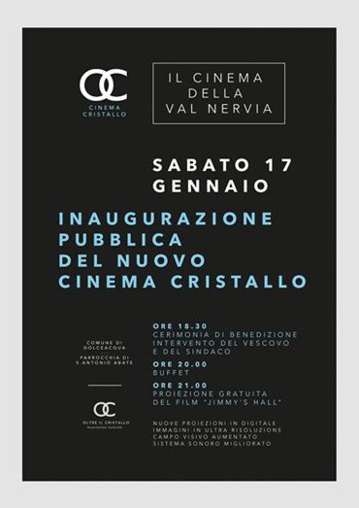 Dolceacqua: sabato 17 gennaio inaugurazione pubblica del nuovo Cinema Cristallo Dolceacqua: sabato 17 gennaio inaugurazione pubblica del nuovo Cinema Cristallo