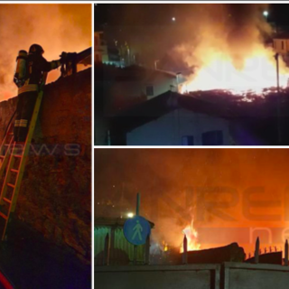 Ventimiglia: incendio in una serra abbandonata a Nervia, dalle 2 notte di lavoro per i Vigili del Fuoco (Foto e Video)