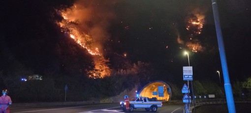 Incendio di sterpaglie nell'entroterra di Imperia tra Chiusanico e Gazzelli: intervento dei Vigili del Fuoco (Foto)
