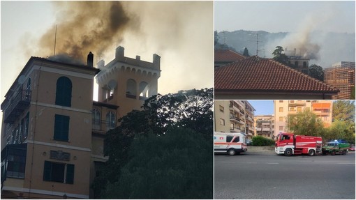 Imperia, a fuoco il tetto di una comunità che ospita migranti (Foto e video) Imperia, a fuoco il tetto di una comunità che ospita migranti (Foto e video)