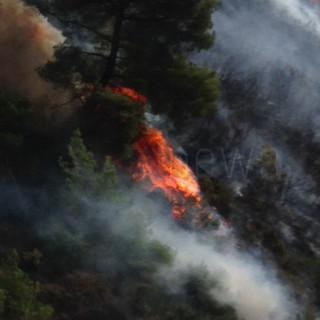 Cipressa: un altro incendio boschivo in località Avreghi, sul posto Forestale, Volontari ed un elicottero