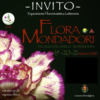 Bordighera: al via oggi 'Floramondadori', la tre giorni florovivaista – letteraria al Palazzo del Parco