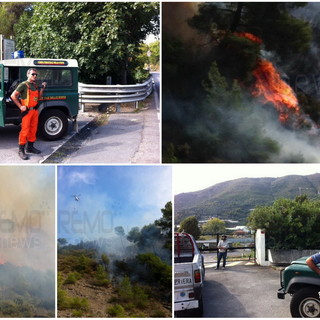 Ventimiglia: incendio di bosco e sterpaglie in frazione Porra, in azione VVF, Forestale e due elicotteri