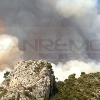 Mentone: spento nel tardo pomeriggio di ieri l'incendio divampato nell'entroterra al confine con l'Italia