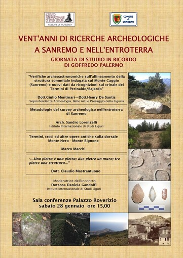 Sanremo: sabato al Palazzo Roverizio, un pomeriggio all'insegna dell'archeologia con l'Istituto Internazionale di Studi Liguri