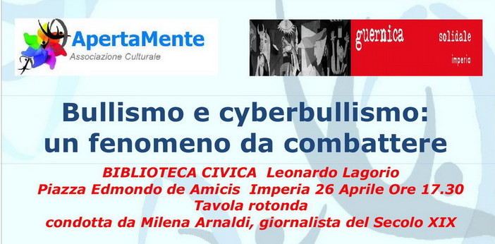 Bullismo e cyberbullismo: un fenomeno da combattere. Tavola Rotonda presso la Biblioteca Civica Leonardo Lagorio Bullismo e cyberbullismo: un fenomeno da combattere. Tavola Rotonda presso la Biblioteca Civica Leonardo Lagorio