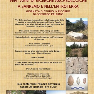 Sanremo: sabato al Palazzo Roverizio, un pomeriggio all'insegna dell'archeologia con l'Istituto Internazionale di Studi Liguri