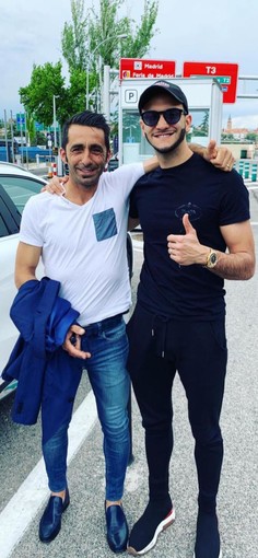 Roberto Iannolo con il possibile nuovo patron dell'Imperia Calcio, l'imprenditore libanese Lorenzo Anas Riachi