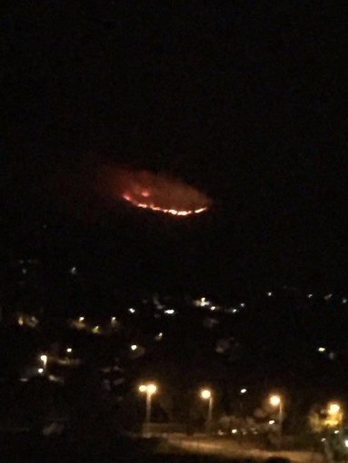 L'incendio di stanotte (sotto il Canadair in azione stamattina)