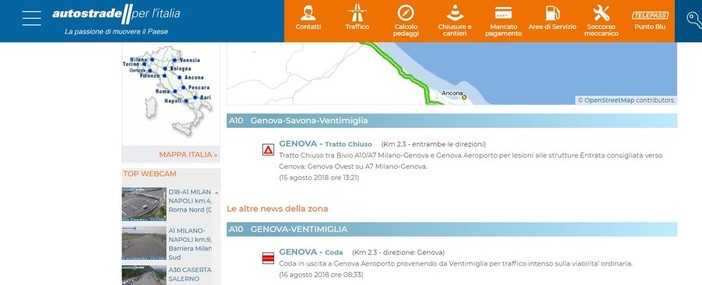 Crollo del ponte sul Polcevera: "Chiuso per lesioni alle strutture", il messaggio di 'Autostrade.it' è surreale