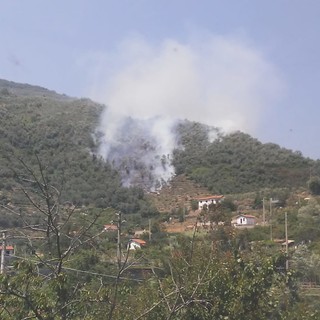 San Biagio della Cima: incendio di sterpaglie per tutta la mattina, intervento di Vigili del Fuoco e Protezione Civile
