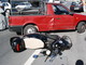 La moto ed il pick-up coinvolti nell'incidente