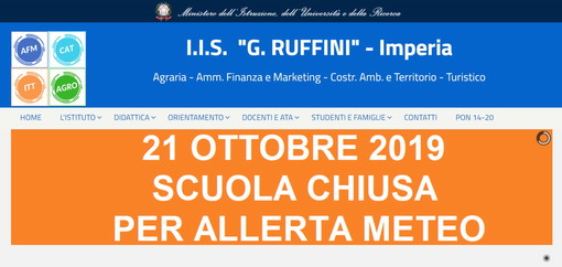 Imperia: allerta meteo e chiusura delle scuole, il Sindaco decide alle 17 ma il Ruffini ha... già deciso