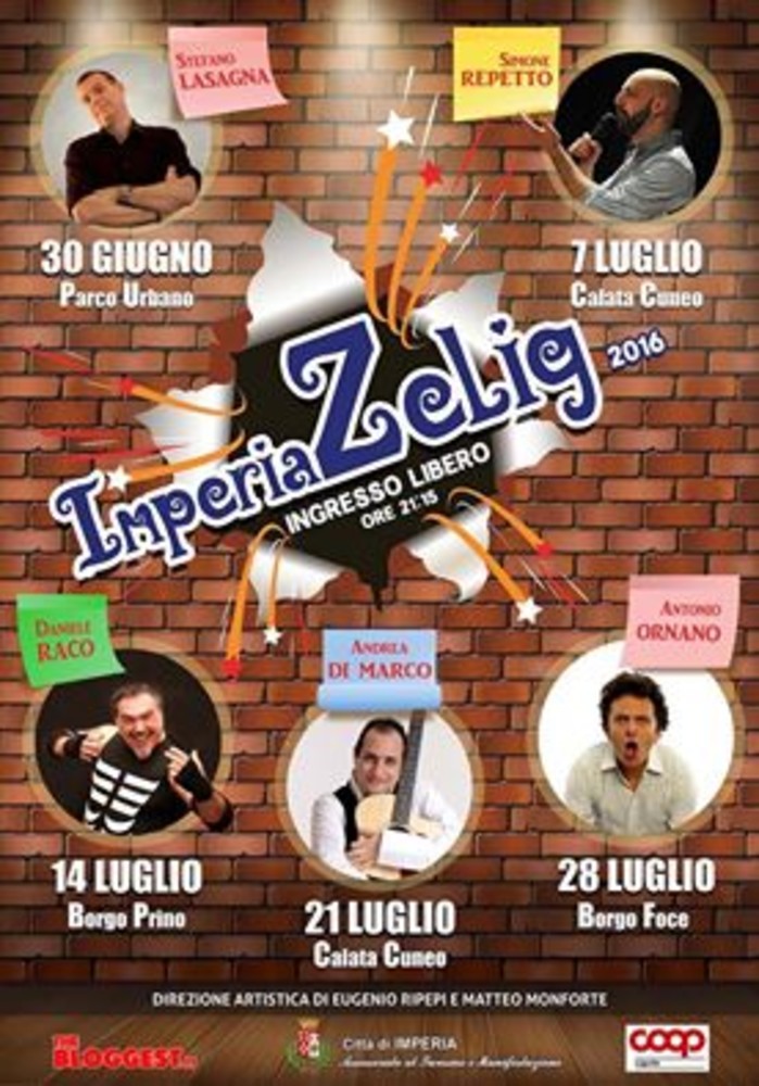 Parte il 30 giugno la rassegna "Imperia Zelig". Cinque comici della popolare trasmissione televisiva per l'estate imperiese