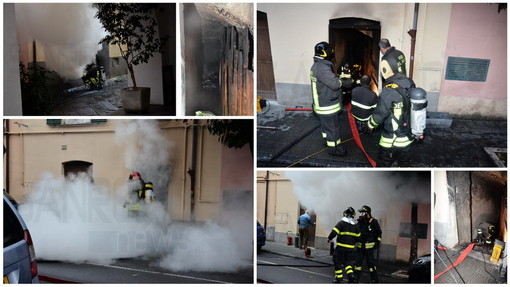 Taggia: incendio in uno scantinato in via della Rimembranza, intervento dei Vigili del Fuoco, in fumo vestiti e plastica