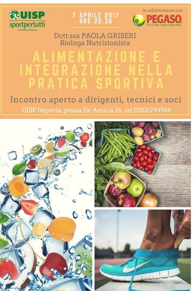 Imperia: "Alimentazione ed integrazione nella pratica sportiva", stasera incontro alla UISP