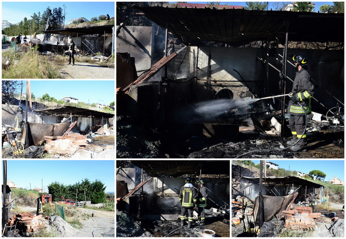 Sanremo: incendio di una baracca in strada alla Colla, intervento dei Vigili del Fuoco Sanremo: incendio di una baracca in strada alla Colla, intervento dei Vigili del Fuoco