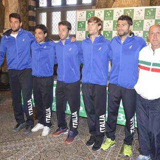 La nazionale italaliana di tennis al completo