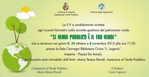 Imperia: al via martedì prossimo in biblioteca l'iniziativa “Il Verde Pubblico è il tuo Verde”