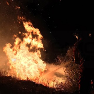 Pieve di Teco: incendio di bosco poco sopra San Bernardo di Conio, intervento dei Vigili del Fuoco