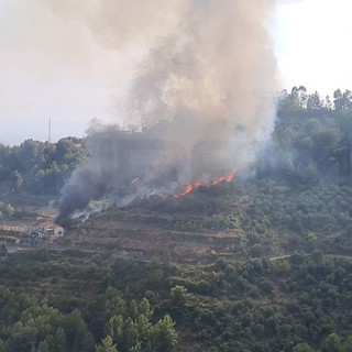 Castellaro: incendio in una campagna di strada Pinea, fiamme molto vicine all'abitazione (Foto)
