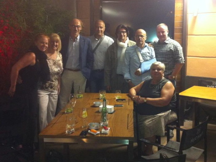 Imperia: Diego Parodi, Giuseppe Fossati, Carlo Capacci e Paolo Strescino al 'dopo cena' con la delegazione di Newport