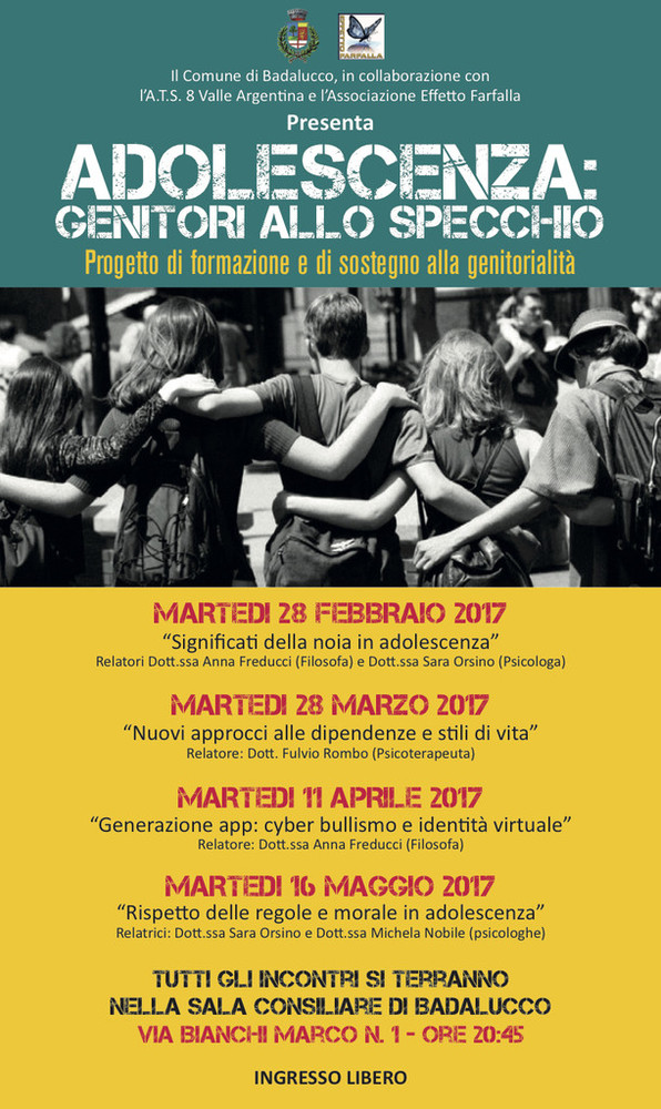 Badalucco: martedì sera il convegno “Nuovi approcci alle dipendenze e stili di vita” nell'ambito del ciclo di conferenze dedicato al sostegno alla genitorialità