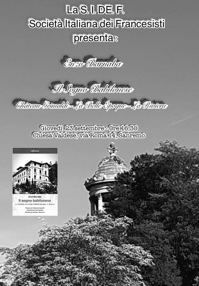 Sanremo: Enzo Barnabà presenta il libro “Il Sogno Babilonese” alla chiesa Valdese Sanremo: Enzo Barnabà presenta il libro “Il Sogno Babilonese” alla chiesa Valdese