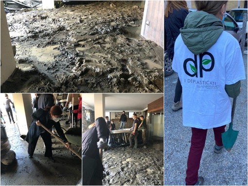 Anche I Deplasticati al lavoro nel fango di Badalucco per aiutare chi ha bisogno (Foto) Anche I Deplasticati al lavoro nel fango di Badalucco per aiutare chi ha bisogno (Foto)