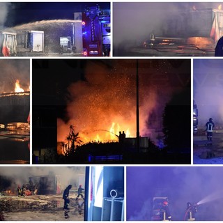 Taggia: l'incendio di questa sera alla CsFlowers, il boato alle 22.15 poi le fiamme e il timore che sia un attentato (Foto e Video)