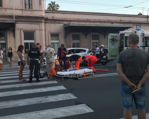Sanremo: investimento in piazza Cesare Battisti, donna trasportata in ospedale in codice giallo (Foto)