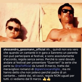 Il post pubblicato sul profilo di Alessandro Gassmann poi cancellato