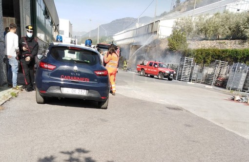 Taggia: incendio di roveti e sterpaglie anneriscono una serra, intervento dei Vigili del Fuoco (Foto)