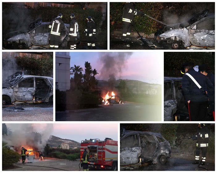 Arma di Taggia: a fuoco un'auto abbandonata vicino al centro commerciale Conad (Foto)