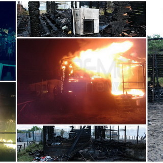 Attentato incendiario al deposito del 'Tablet Top Nervia Team' di Camporosso, completamente distrutto magazzino accanto al 'BarAonda'