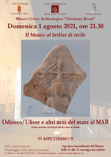 Ventimiglia: domenica 1° agosto al Museo Civico Archeologico “Girolamo Rossi” esplorazione guidata “Odisseo/Ulisse e altri miti del mare al MAR”