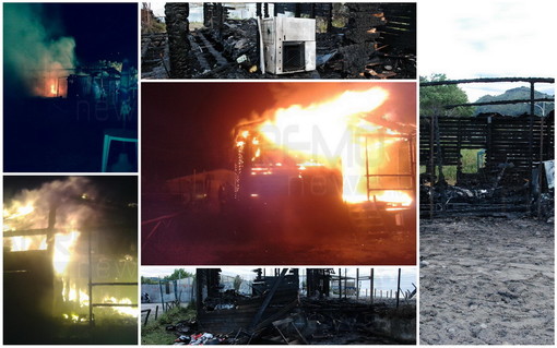 Attentato incendiario al deposito del 'Tablet Top Nervia Team' di Camporosso, completamente distrutto magazzino accanto al 'BarAonda'