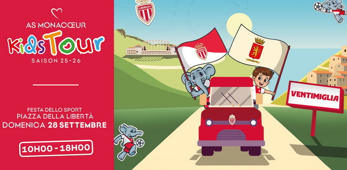 Ventimiglia: domenica 28 settembre torna il programma itinerante 'Kids Tour' dell'As Monaco Ventimiglia: domenica 28 settembre torna il programma itinerante 'Kids Tour' dell'As Monaco