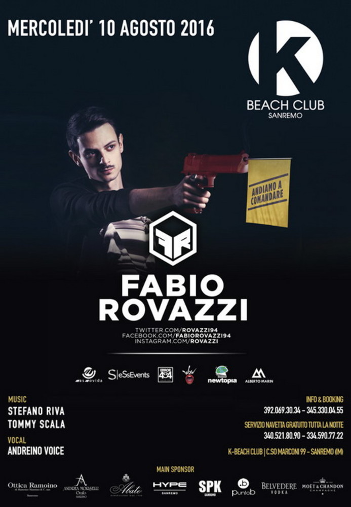 Settimana “calda” per il K Beach Club di Sanremo: non solo sabato notte: tanti eventi e stasera il ‘Guest’ Fabio Rovazzi Settimana “calda” per il K Beach Club di Sanremo: non solo sabato notte: tanti eventi e stasera il ‘Guest’ Fabio Rovazzi