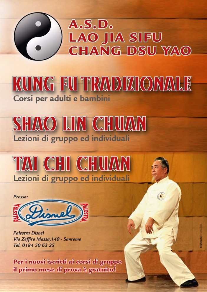 Kung fu. Scattati i corsi all'asd Lao Ja Sifu Chang Dsu Yao a Sanremo