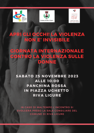 Riva Ligure: ‘Apri gli occhi, la violenza non è invisibile’, il 25 novembre un incontro promosso dall’ Unione Italiana Ciechi ed Ipovedenti Riva Ligure: ‘Apri gli occhi, la violenza non è invisibile’, il 25 novembre un incontro promosso dall’ Unione Italiana Ciechi ed Ipovedenti