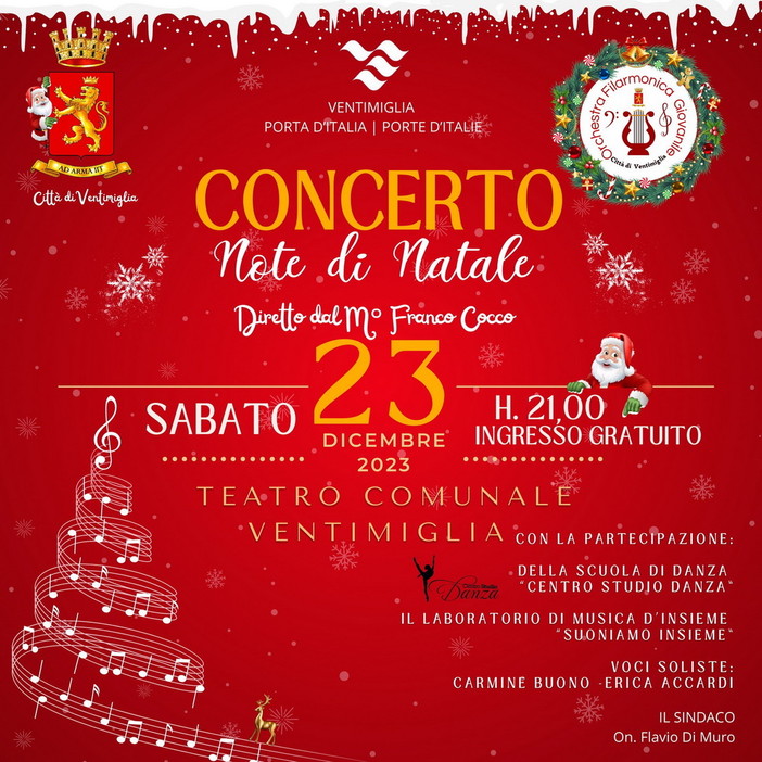 Ventimiglia: con il concerto 'Note di Natale', gli auguri dell’Orchestra Filarmonica Giovanile Ventimiglia: con il concerto 'Note di Natale', gli auguri dell’Orchestra Filarmonica Giovanile