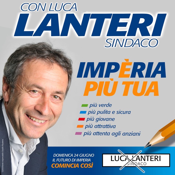 Imperia: verso il ballottaggio, l'appello al voto del candidato Luca Lanteri &quot;Desidero essere un sindaco per tutti&quot;